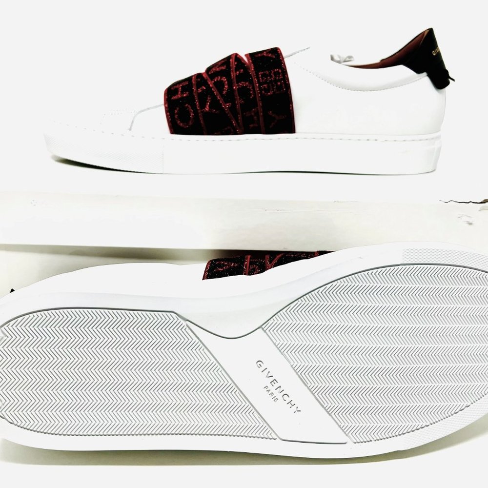 GIVENCHY PARIS Urban Street Low Webbing White Red Black Men's Sneakers - Picture 4 of 6